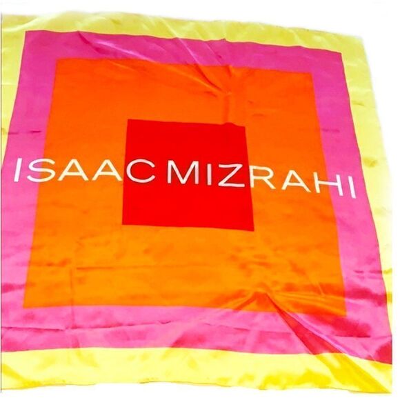 Bold color block Isaac Mizrahi silk scarf - Picture 1 of 5